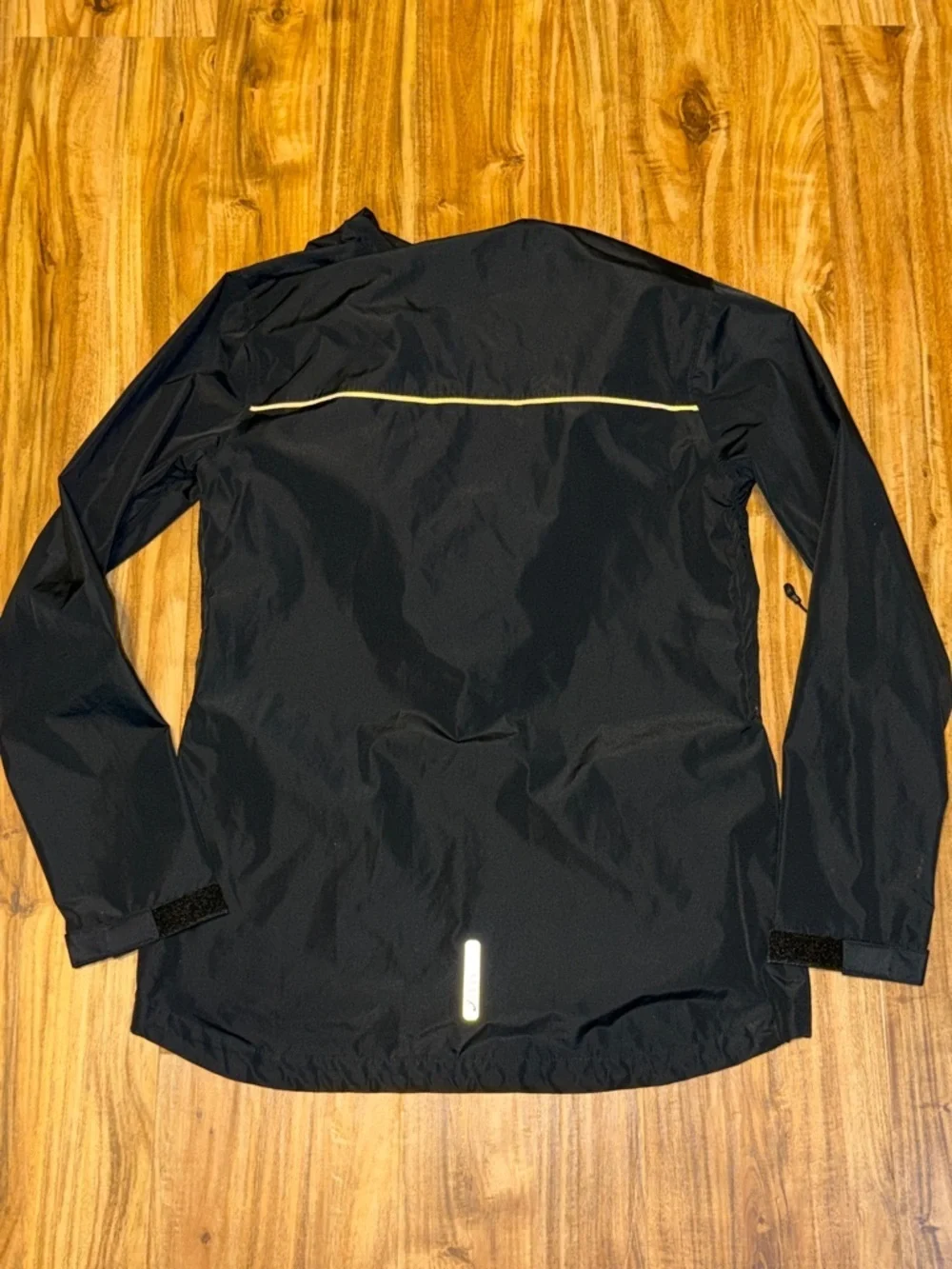 Asics small Black Jacket Windbreaker Hood waterproof run activewear women men